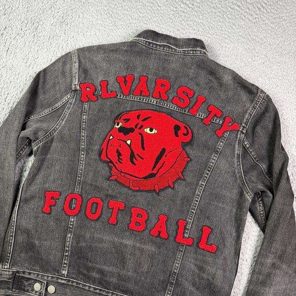 Polo by Ralph Lauren Other - Polo Ralph Lauren RL Varsity Football Bulldog Denim Jean Jacket Mens M Black